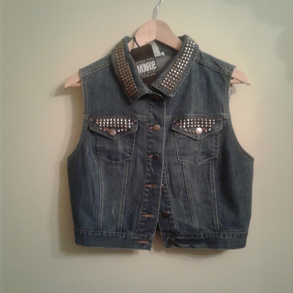 New Monroe & Main Studded Denim Waistcoat